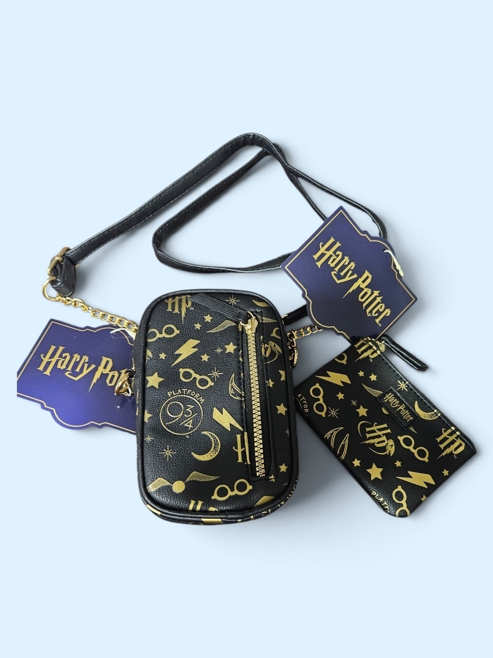Warner Bros. Harry Potter Black & Gold Kids Crossbody Bag with Card Wallet
